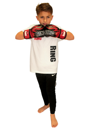 Zestaw bokserski dla dzieci: worek 80 x 30 cm 10 kg czerwony + mocowanie + rękawice Fire