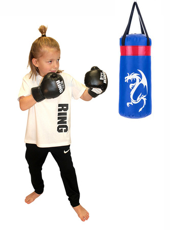 Zestaw bokserski dla dzieci: worek 40 cm niebieski + rękawice 4Kids