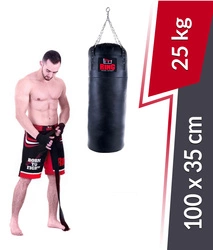 Worek bokserski Premium ze skóry naturalnej 100 x 35 cm 25 kg czarny