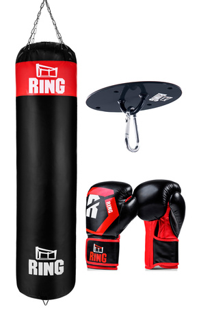 Zestaw bokserski: worek Super 160 x 40 cm 50 kg + rękawice Battle + mocowanie owalne