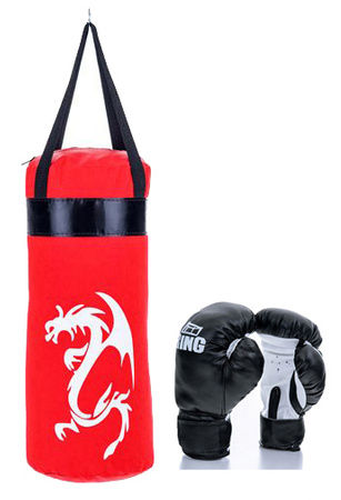 Zestaw bokserski dla dzieci: worek 50 cm czerwony + rękawice 4Kids