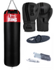 Pusty zestaw worek bokserski Kolos 130 x 45 cm czerwony + rękawice Force + mocowanie owalne