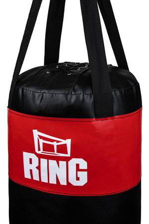 Zestaw bokserski dla dzieci: worek 80 x 30 cm 10 kg czarny + mocowanie + rękawice Fire