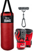 Zestaw bokserski dla dzieci: worek 80 x 30 cm 10 kg czerwony + mocowanie + rękawice Fire
