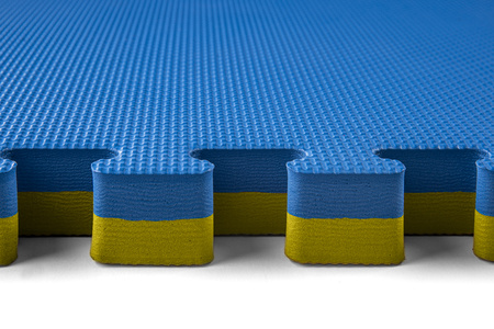 Mata puzzle Eco-Line 100 x 100 x 4 cm niebiesko żółta