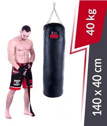 Worek bokserski Premium ze skóry naturalnej 140 x 40 cm 40 kg czarny