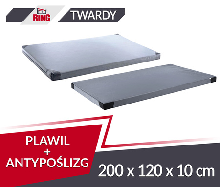 Materac gimnastyczny PVC 200 x 120 x 10, Twardszy R90 + antypoślizgowy szary