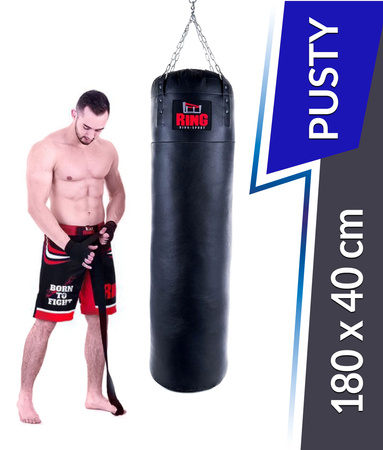 Worek bokserski Premium ze skóry naturalnej 180 x 40 cm pusty czarny