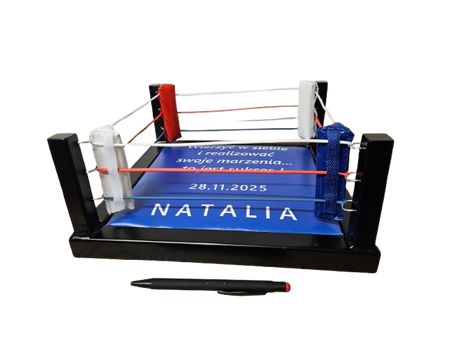 Miniaturowy ring bokserski z dedykacją