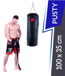 Worek bokserski Premium ze skóry naturalnej 100 x 35 cm pusty czarny