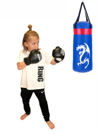 Zestaw bokserski dla dzieci: worek 50 cm niebieski + rękawice 4Kids