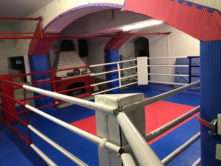 Profesjonalny ring bokserski podłogowy 6 x 6 m