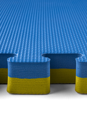 Mata puzzle Eco-Line 100 x 100 x 4 cm niebiesko żółta