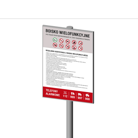 Regulamin Boiska Wielofunkcyjnego – Tablica Informacyjna z Konstrukcją Stalową