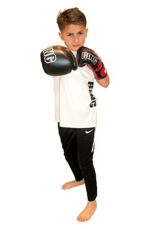 Zestaw bokserski dla dzieci: worek 80 x 30 cm 10 kg czerwony + mocowanie + rękawice Fire