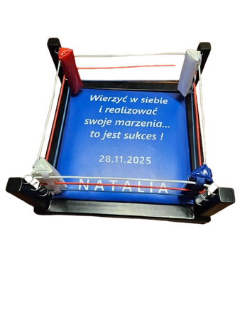 Miniaturowy ring bokserski z dedykacją