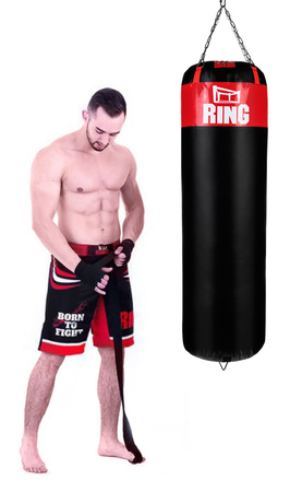 Zestaw bokserski: worek Kolos 130 x 45 cm czerwony + rękawice Force + mocowanie owalne