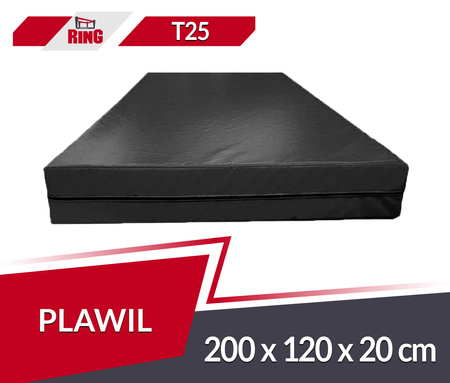 Materac gimnastyczny rehabilitacyjny 200 x 120 x 20 cm T25 Plawil czarny antypoślizgowy