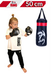 Zestaw bokserski dla dzieci: worek 50 cm czarny + rękawice 4Kids