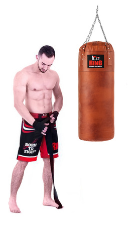 Worek bokserski Premium ze skóry naturalnej 130 x 35 cm 40 kg brązowy